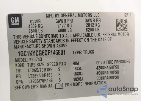 2012 Chevrolet Silverado 2500Hd Ltz from USA, damaged, VIN 1GC1KYCG6CF146801